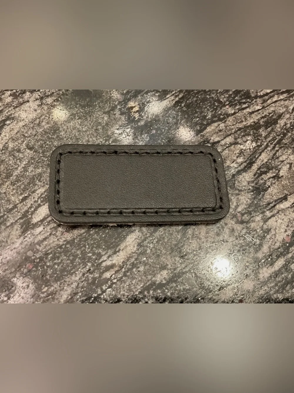 NEW Tumi Extra Small 2.0” x 15/16” Leather Monogram Patch - SOLID BLACK